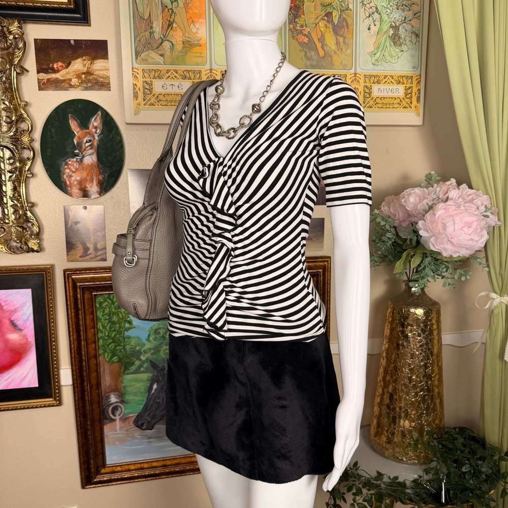 Vintage Striped Ruffle Shirt XS